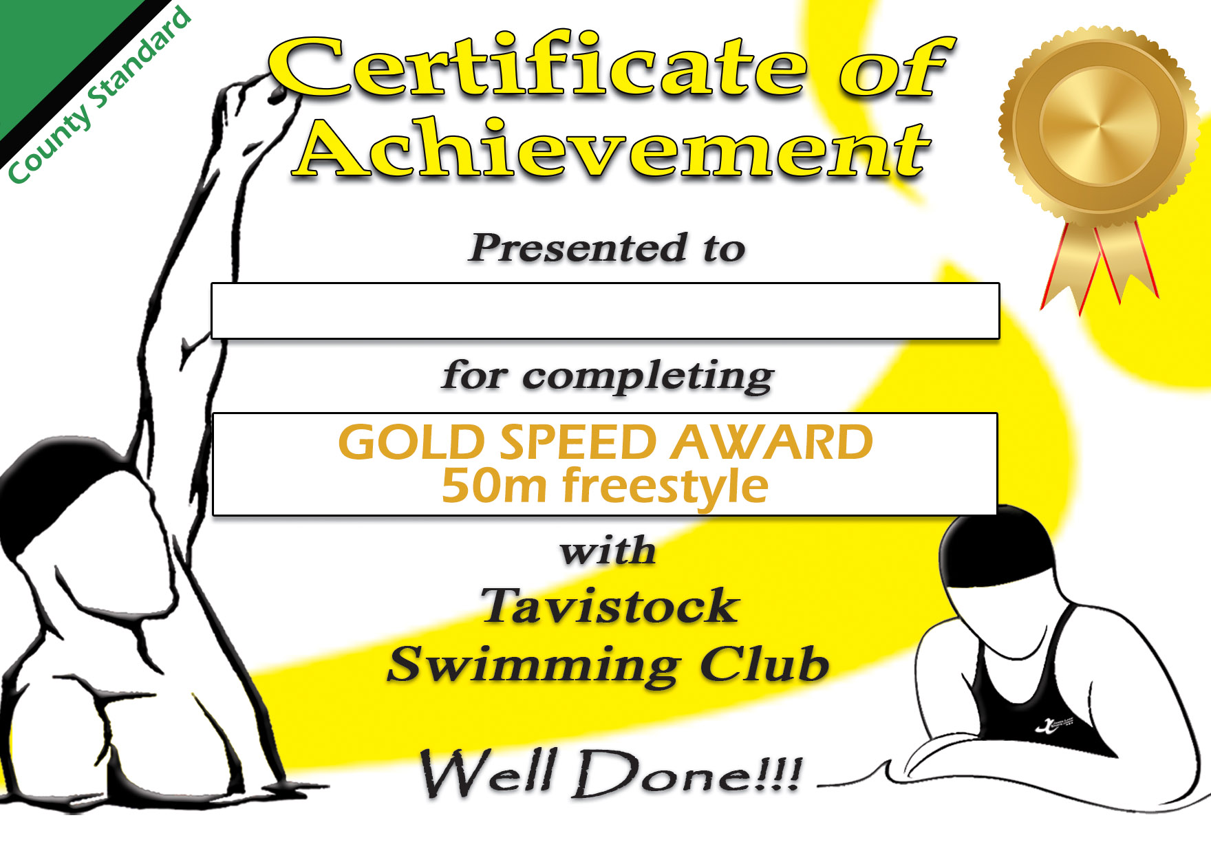 example of gold speed award, county standard
